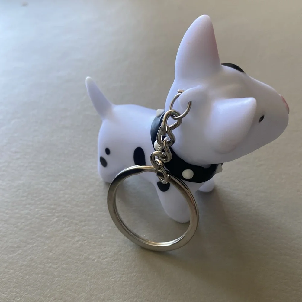 Bull Terrier Keychain with Black Collar
